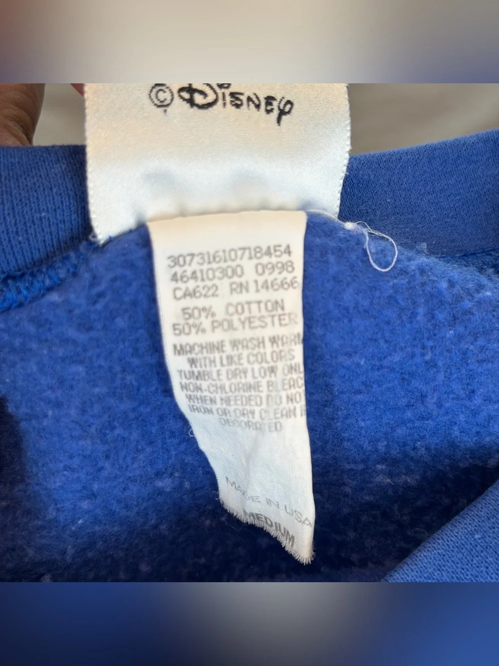 Vintage Walt Disney World M Sweatshirt Made In USA Blue